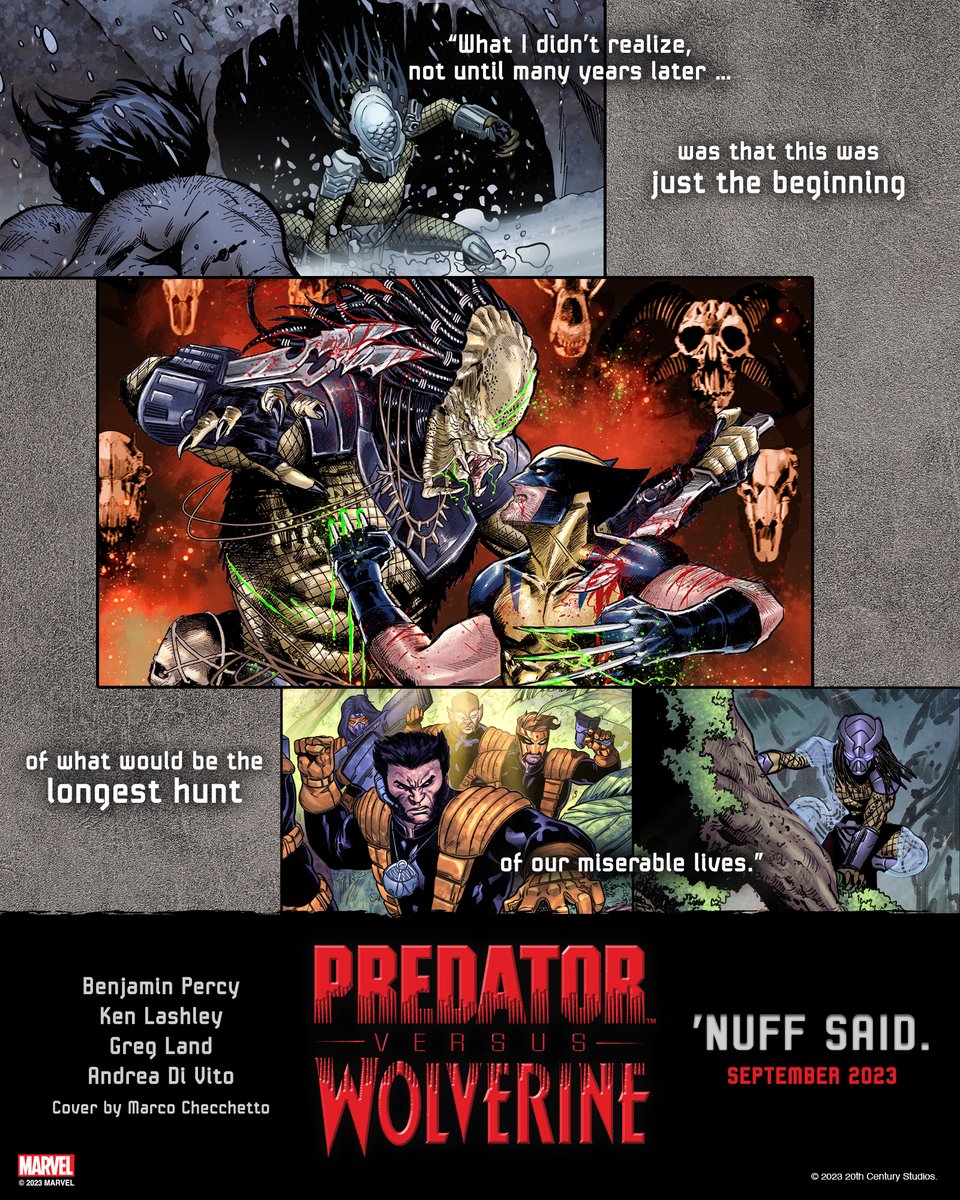 Predator vs. Wolverine: the bloodthirsty saga you've been waiting for. This September, witness the untold greatest battles of Logan’s life – against a Predator!