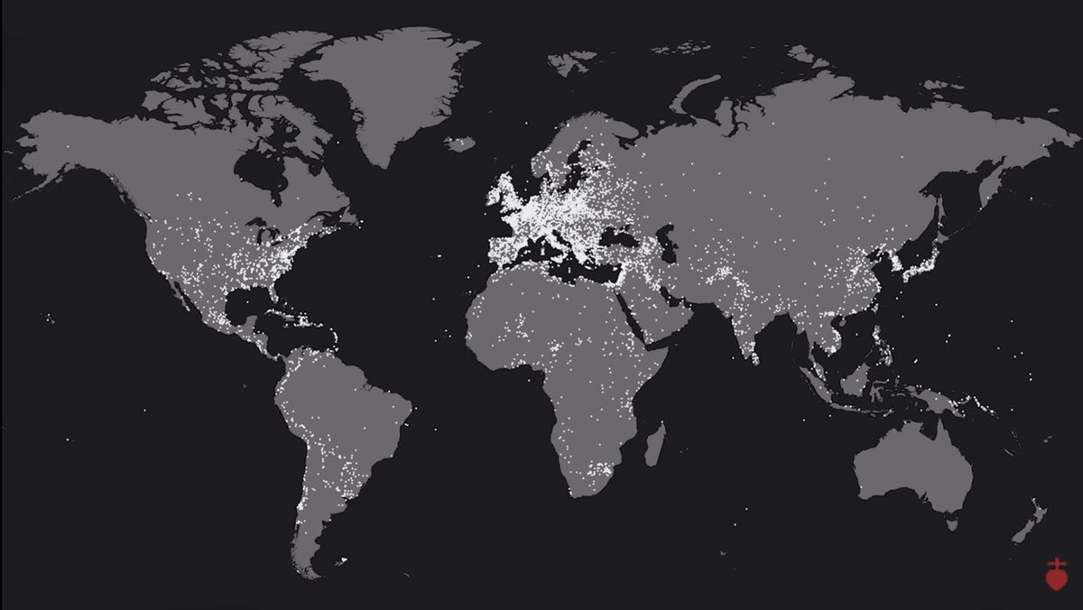 Map of every battle since 2500 BC according to Wikipedia (10,624 battles)