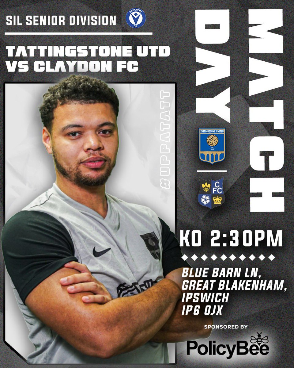 We make Tattingstone history tomorrow, when we cross the white line to play <a href="/Claydon_FC/">Claydon FC</a> in our first ever SIL Senior game.

Get down to the “Blue Circle” and support the lads as we get back to business! 

#UppaTatt 💙💛