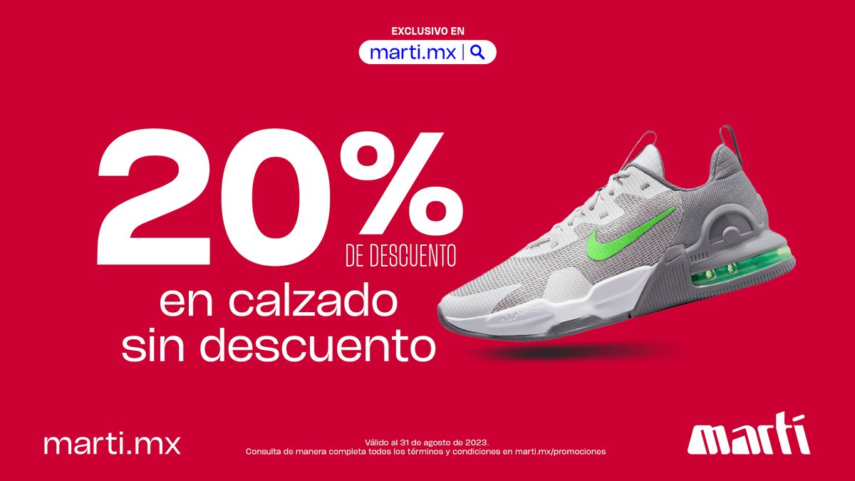 deportesmarti's tweet image. ¡No lo pienses más e ingresa a marti.mx y encuentra esos zapatos deportivos que le faltan a tu guardarropa! 🔥¡Grandes precios para grandes deportistas!🔥

#deportesmarti #marti #tiendadeportiva #ecommerce #tiendaenlínea #deportes #productosdeportivos #motivación