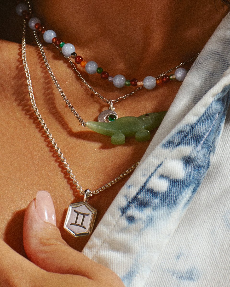 Layering jewelry, but make it fun! Add a touch of color or a whimsical design to your necklace game 💚🐊 #mignonfaget #everywearastory 

shop what's COOL FOR THE SUMMER now &gt;&gt;&gt; mf.ltd/3MAUdiQ