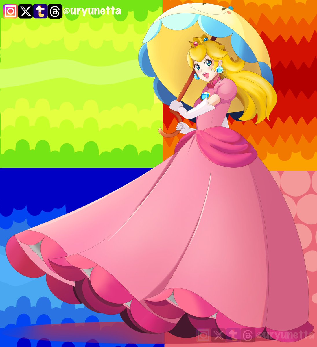 urYunetta's tweet photo. Happy Princess Peach month 🩷❤️💙💚
I remember being excited to play this game as a child and it is still one of my favorites games to go back to. 💗
___________
⚠️Please do not repost or icon without permission
—————
#digitalart #PrincessPeach #Nintendo #art #princesspeachmonth https://t.co/PL7iukUXJ6