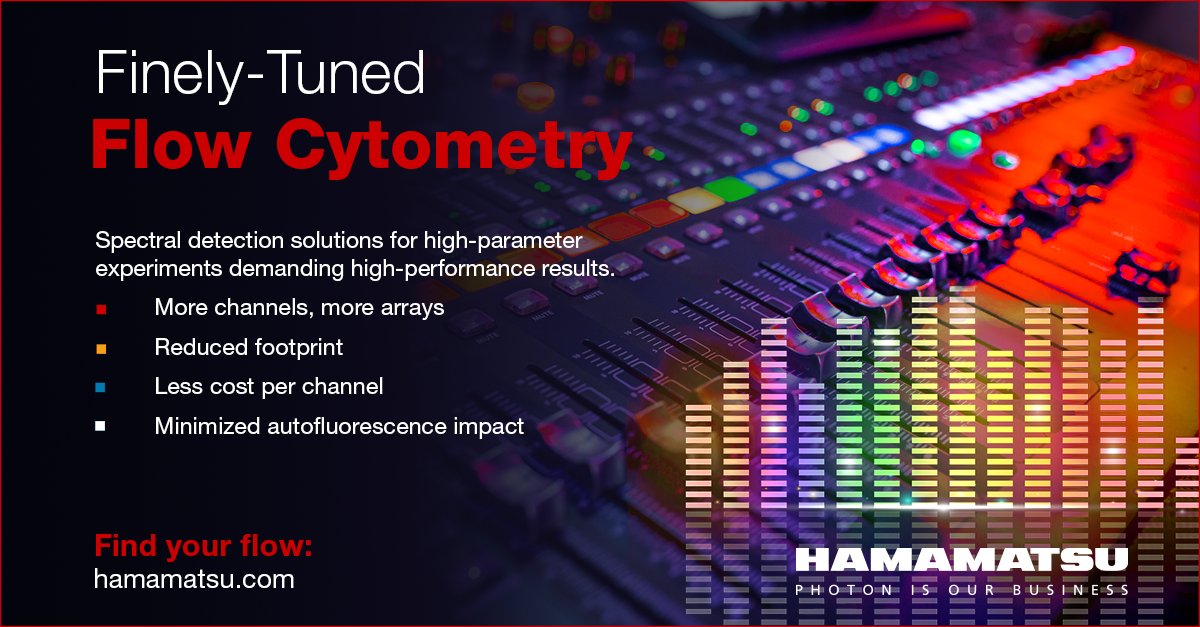 HamamatsuPhoton's tweet image. Looking for improved analysis in your experiments? Our modular solutions offer continuous spectral detection with unmatched flexibility and performance.

Discover the future of spectral detection. ow.ly/jMEJ50PnC14 

#spectraldetection #flowcytometry #LifeSciences