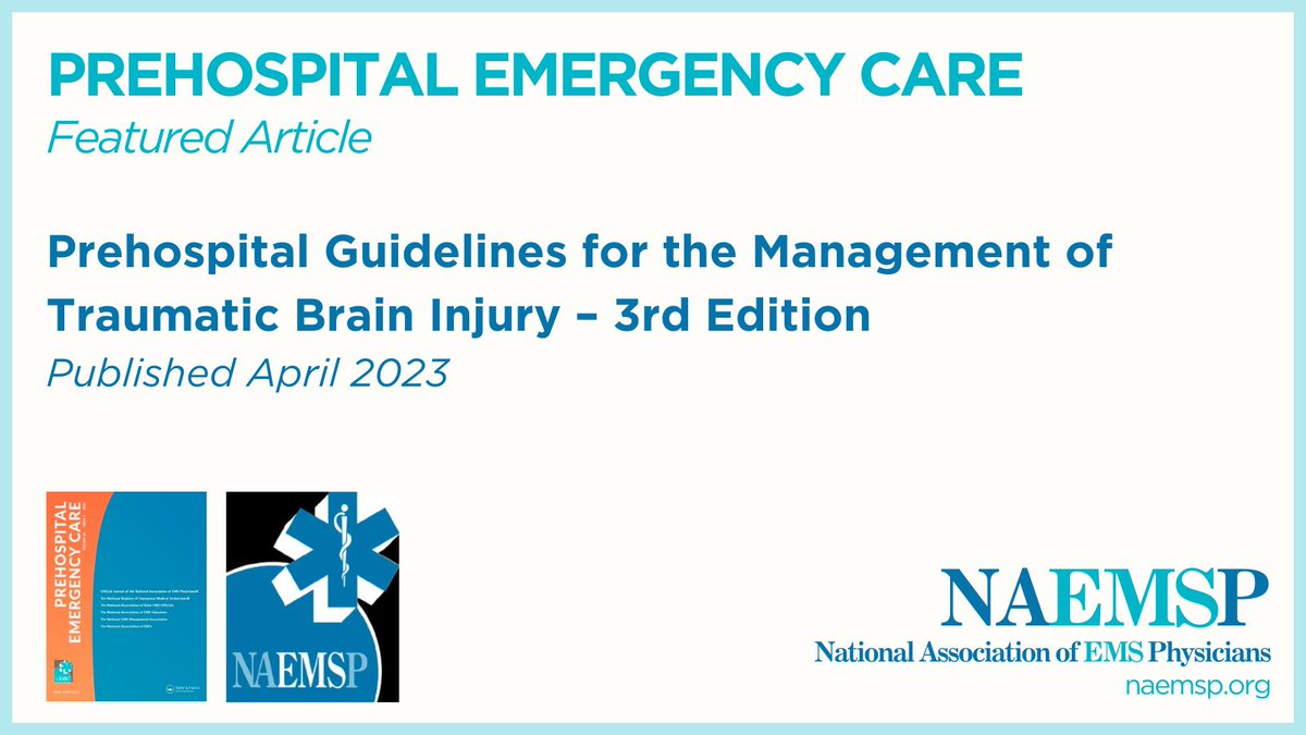 Severe TBI is a leading cause of morbidity/mortality, resulting in 2.87 million TBI-related emergency department visits, hospitalizations, and deaths in the U.S. annually. The latest Prehospital Guidelines for TBI Management are available now from PEC: bit.ly/43T79WI