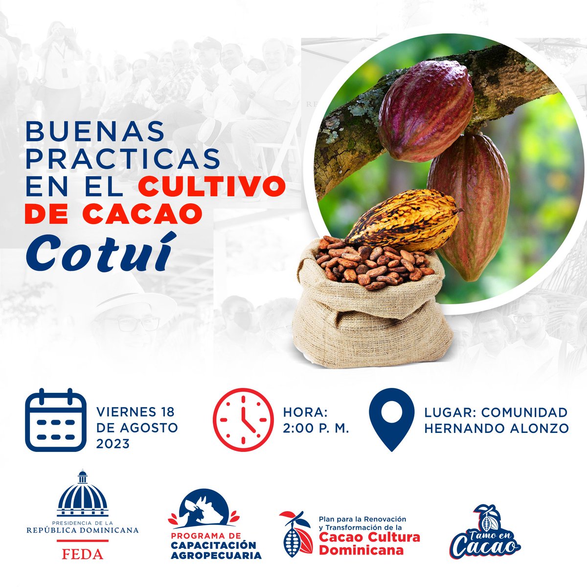 Feda_RD's tweet image. En breves minutos daremos inicio a Buenas Prácticas en el Cultivo de Cacao en la comunidad de Hernando Alonzo, Cotuí.

¡Te esperamos!

#fedard #cotuí #cacao