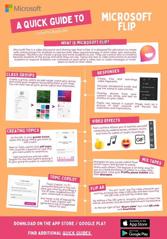 Microsoft Flip Quick Guide

Do you love using Microsoft Flip with pupils? Do you like using Flip for class discussions or tasks? Download the quick guide now missairdteach.blogspot.com/2023/08/micros…

<a href="/mtholfsen/">Mike Tholfsen</a>  #TeamMIEEScotland <a href="/MicrosoftFlip/">Flip</a>