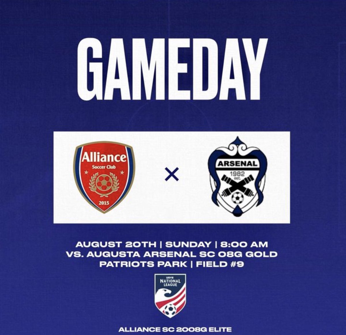 Back on the field this weekend. Come check us out! <a href="/ImCollegeSoccer/">College Soccer Truth ™</a> <a href="/ImYouthSoccer/">ECNL/GA/Recruiting/College Soccer</a> @SoccerMomInt <a href="/PrepSoccer/">Prep Soccer ⚽️</a> <a href="/TheSoccerWire/">SoccerWire</a> <a href="/ps_nation_/">Prep Sports Nation</a> <a href="/TopDrawerSoccer/">TopDrawerSoccer</a> <a href="/SoccerDownHere/">Soccer Down Here</a> <a href="/onlyGplatform/">The OG Platform</a> <a href="/Coach_Cee_Jay/">Chris Jay</a> @AllianceSC_08G <a href="/NationalLeague/">National League</a> <a href="/NEGARecruits/">Northeast Georgia Recruits</a>