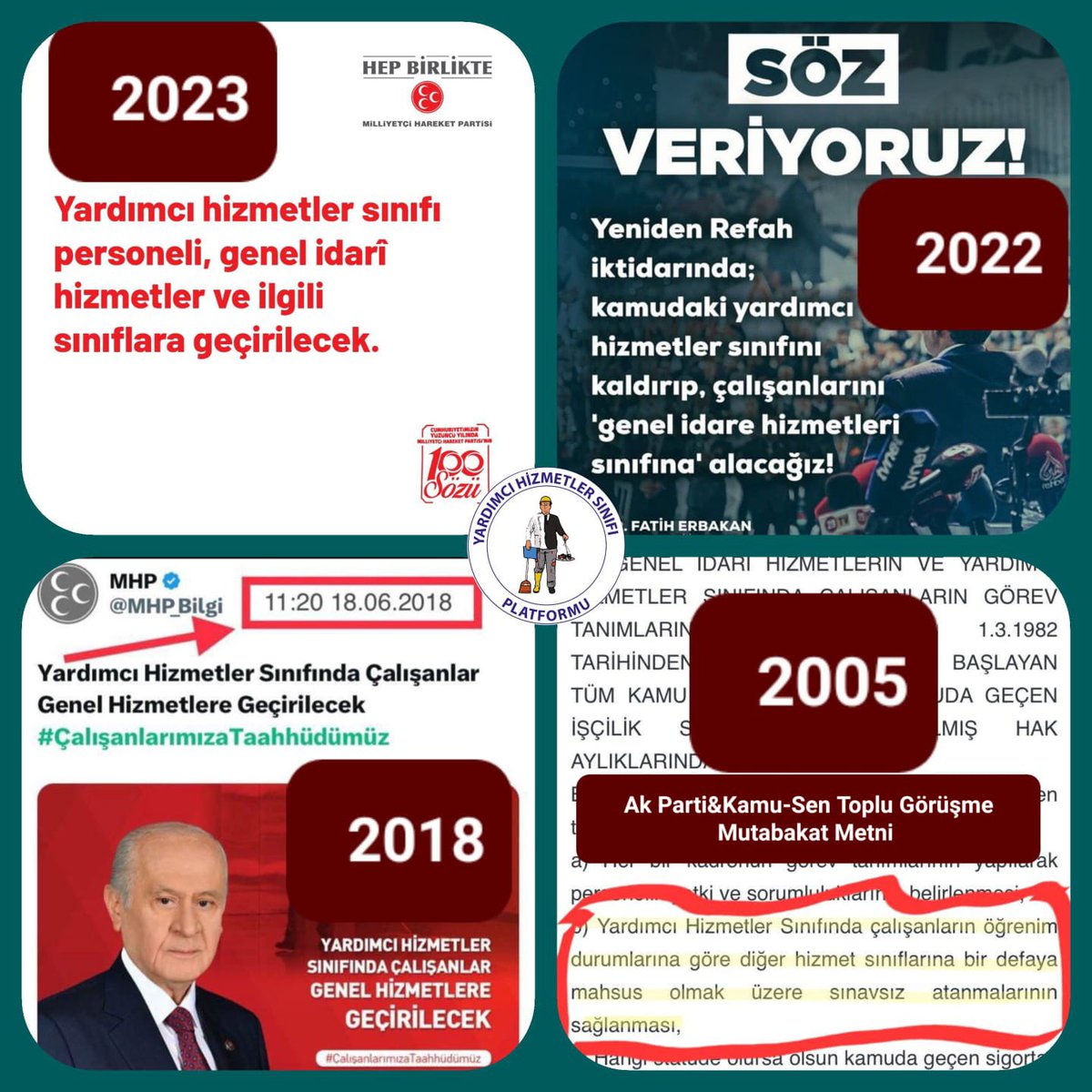 <a href="/YardHizPlatform/">Yardımcı Hizmetler Sınıfı Platformu</a> @savdessendikasi <a href="/MHP_Bilgi/">MHP</a> <a href="/YildizFeti/">Feti Yıldız</a> <a href="/ifarukaksu/">İsmail Faruk Aksu</a> <a href="/yasaryldrmMHP/">Yaşar Yıldırım</a> <a href="/Tuncay_Cengiz_/">Tuncay CENGİZ</a> <a href="/saglamamet43/">Ahmet SAĞLAM</a> @selcuk1299 <a href="/yhizmetlers/">Yardımcı Hizmetler Sınıfı Grubu</a> Miadı dolmuş olan yardımcı hizmetliler sınıfının kaldırılarak bu hizmet sınıfındaki mevcut personelin eğitimdurumlarına göre bir üst kadroya geçmesi elzemdir.#YardımcıHizmetlerSınıfı 
<a href="/isikhanvedat/">Prof. Dr. Vedat Işıkhan</a>
<a href="/dbdevletbahceli/">Devlet Bahçeli</a>
<a href="/MHP_Bilgi/">MHP</a>