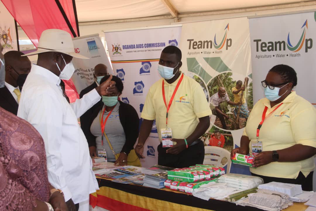 TeamUpUG's tweet photo. It was a great honor to host the President od Uganda, H.E Yoweri Kaguta Museveni, at our exhibition stall, today at the International Youth Day Celebrations in Kabale. https://t.co/SpdDGhZR1g