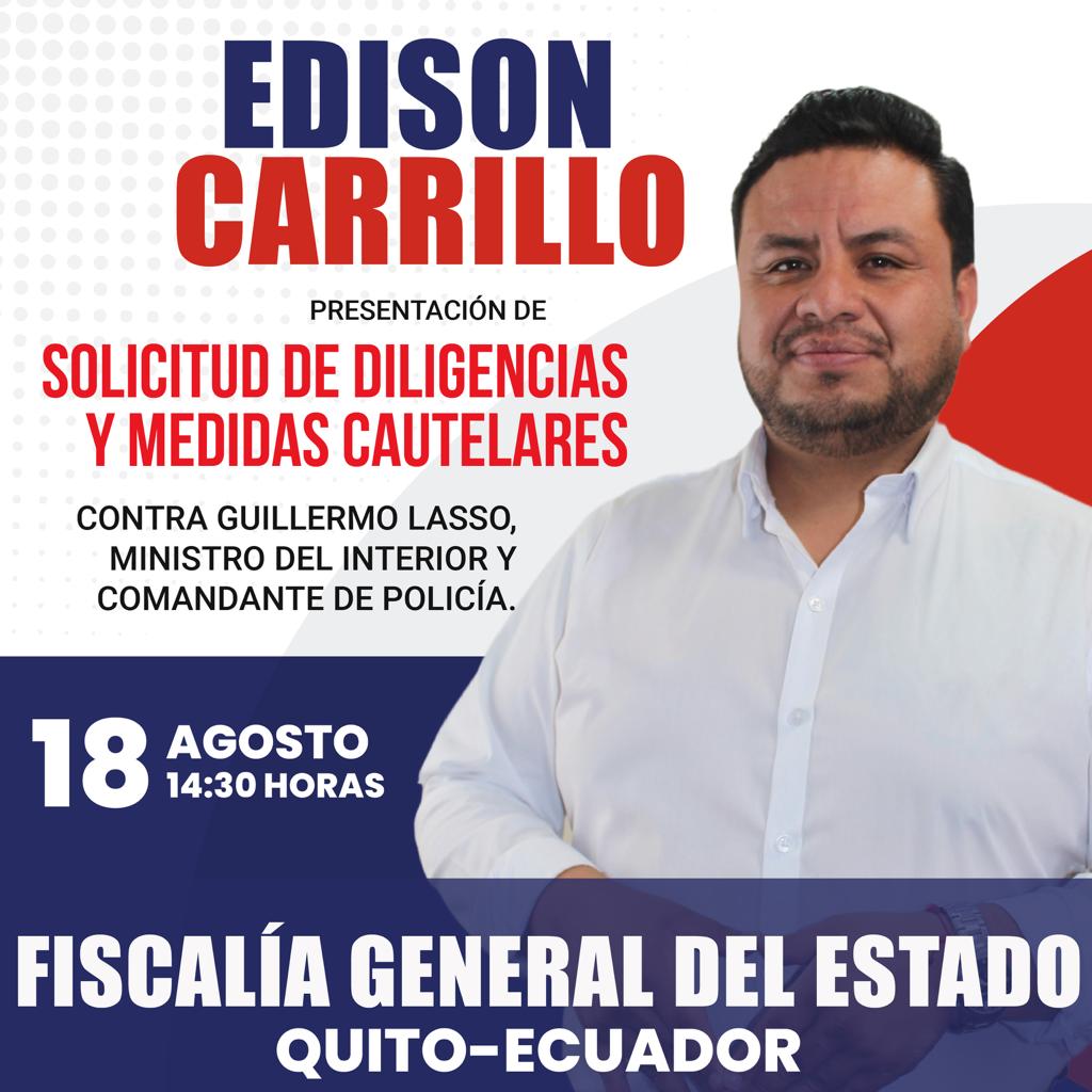 🚨#.URGENTE
➡️ Se convoca a los medios de comunicación al pedido de medidas cautelares en contra de <a href="/LassoGuillermo/">Guillermo Lasso</a>, <a href="/CapiZapataEC/">Capi Zapata</a> y al comandante de la <a href="/PoliciaEcuador/">Policía Ecuador</a>.
➡️ Hoy 14h30