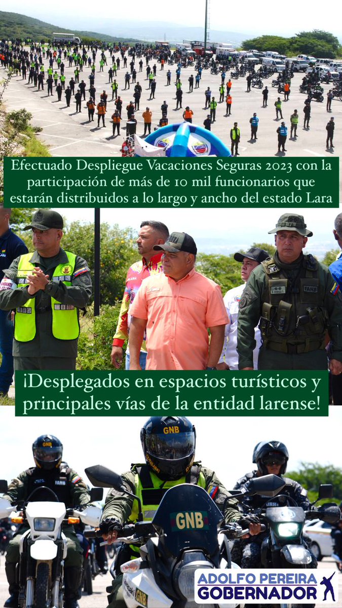 gobiernodelara's tweet photo. #18Ago Más de 10.200 funcionarios de los diferentes organismos de seguridad del estado Lara se desplegaron en el @MantoPastora Barquisimeto, a propósito del despliegue de Seguridad Vacaciones Seguras 2023.
#VamosConLasBricoMiles https://t.co/HIMPJ3QVds