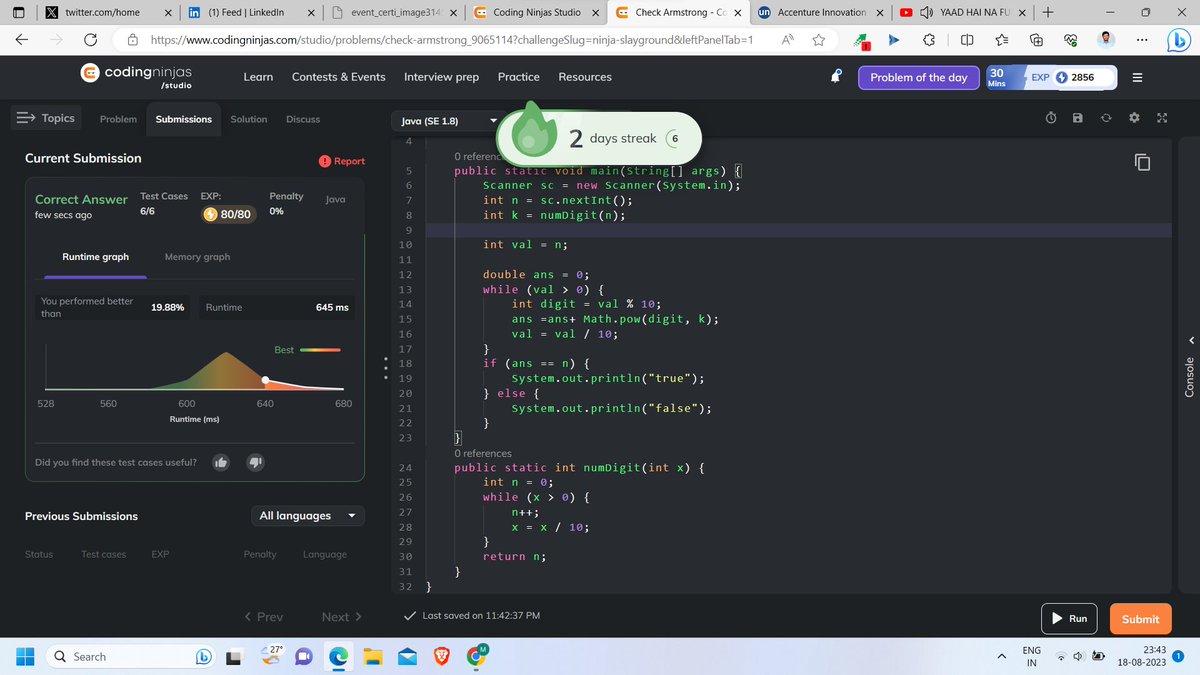 pr_itam3515's tweet image. Day 17 of #100daysofcode .
Today i study theory part of java and i code a #codingninja challenge problem slayground #day6 .