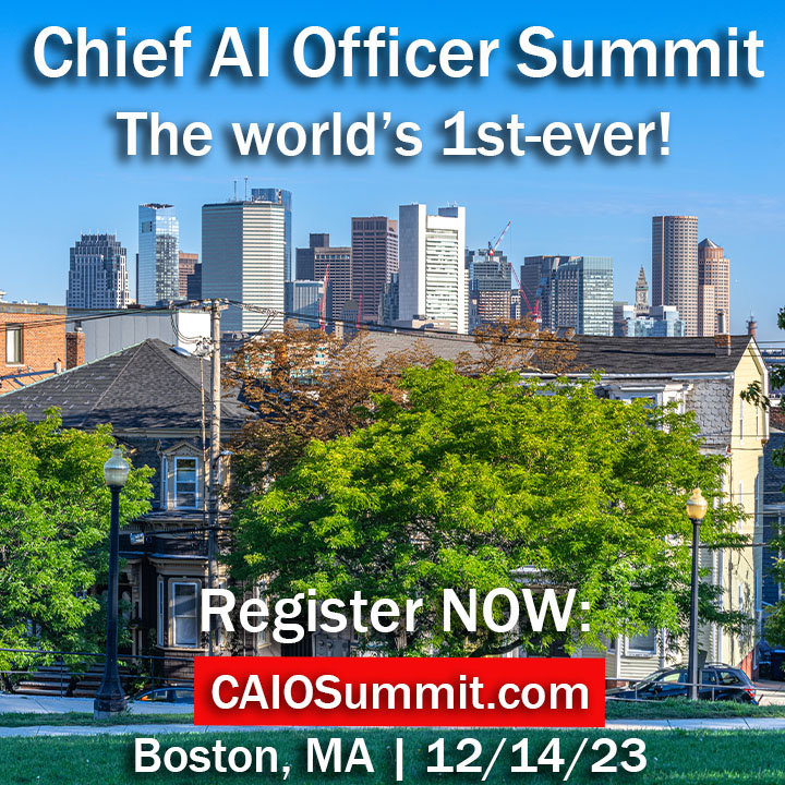 Today I used one of my Boston photos to create this ad for the world's first-ever Chief AI Officer Summit in Boston on Dec 14. 

I like this shot, a unique view of the Boston skyline above the houses. #EatYourOwnCooking

Have a great weekend!