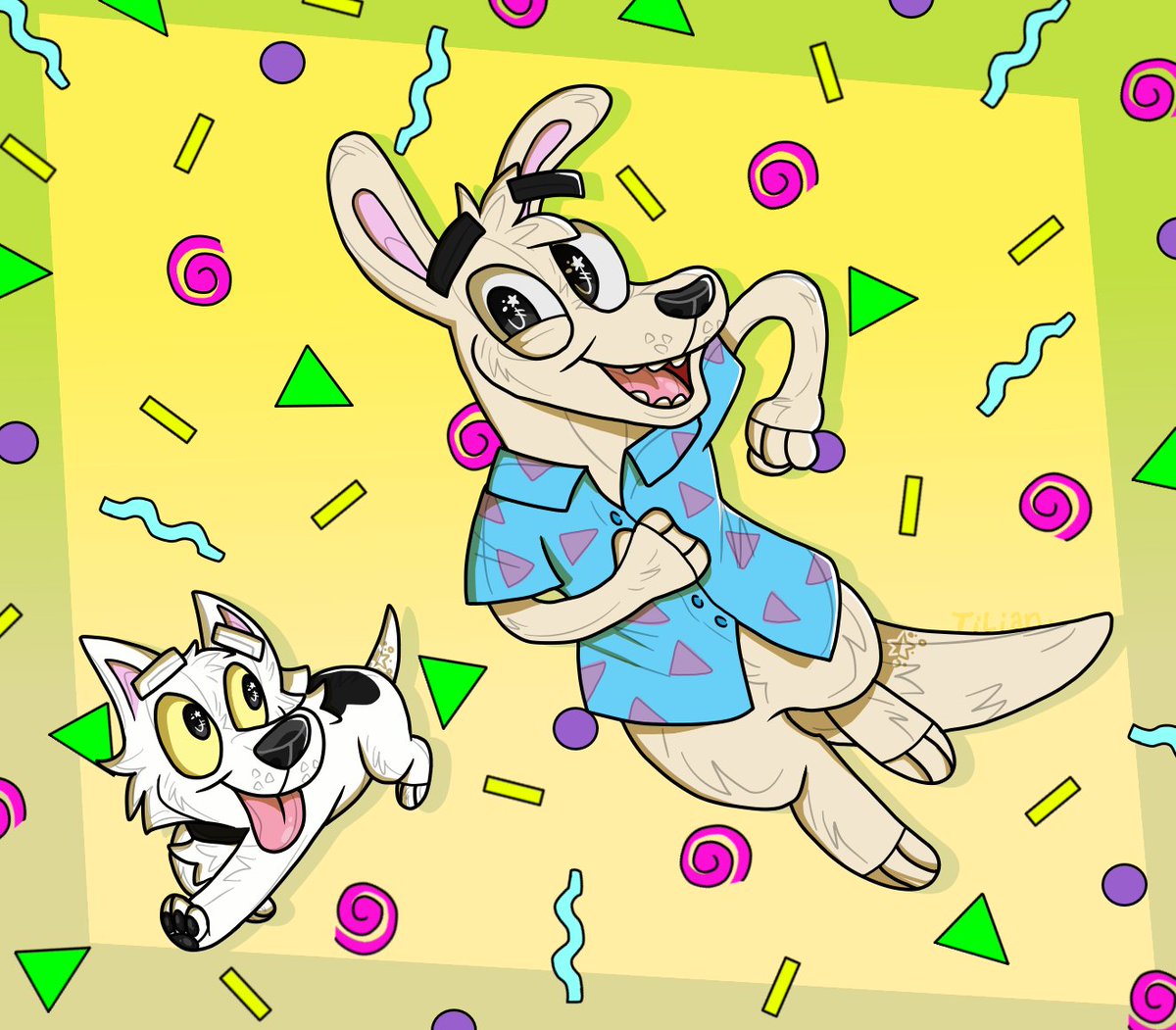 pizzadoqq's tweet photo. Some art I made of Rocko and Spunky!

#art #digitalart #myart #fanart #cartoonart #rockosmodernlife #rocko #spunky #canine #dog #wallaby #marsupial #90scartoons #nickelodeon https://t.co/ezDGy5g7Om