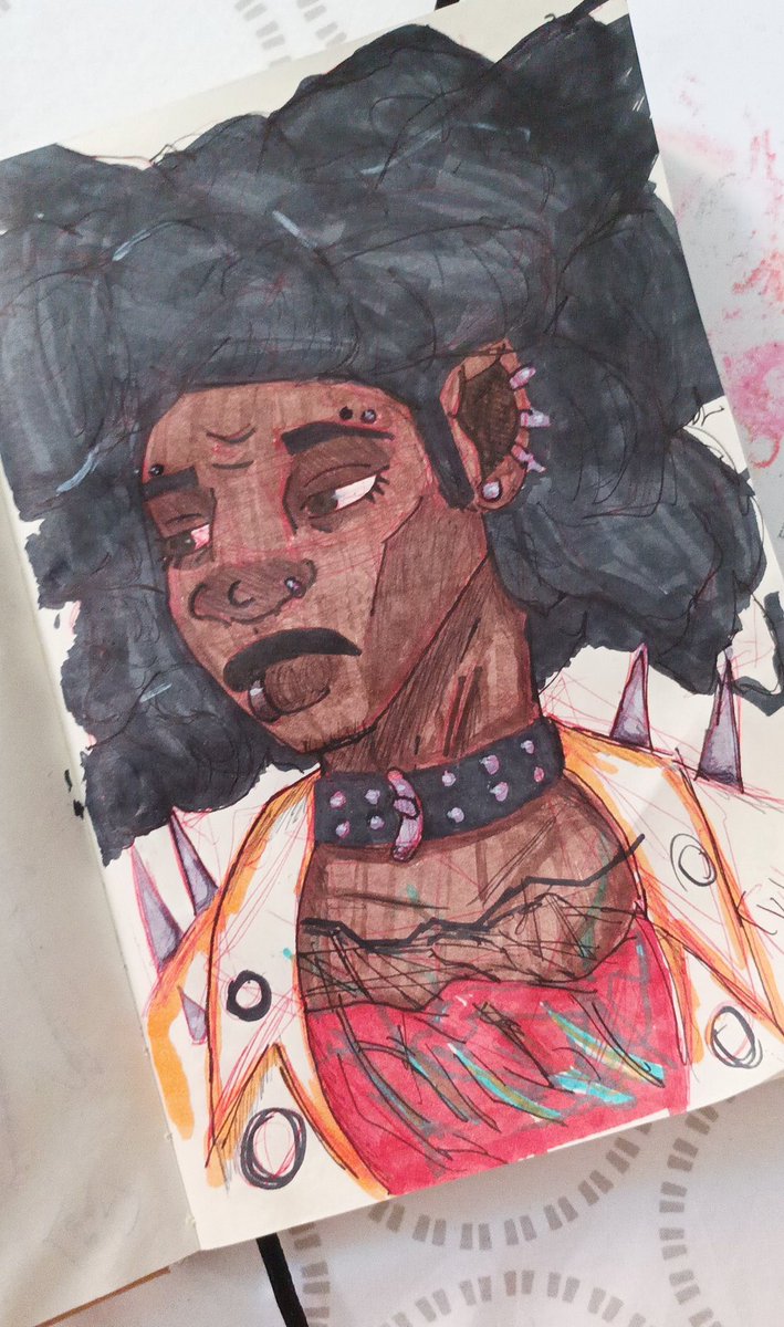 ValOtherCan's tweet photo. [ #Spidepunk #HobieBrown ]

Not enough space for the hair but practiced with a new marker https://t.co/I253tXbUsr