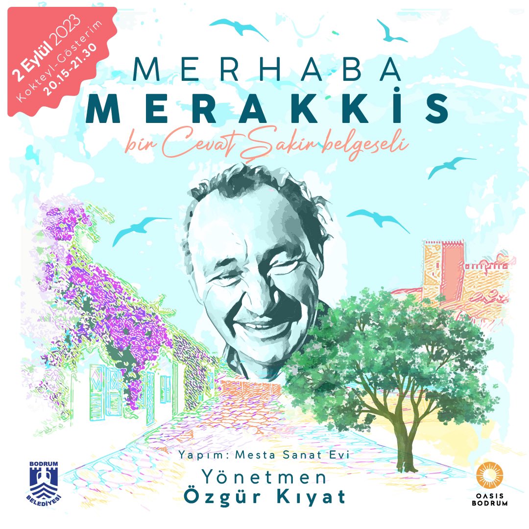 oasisbodrum's tweet photo. 2 Eylül Cumartesi günü Oasis Meydan’da Özgür Kıyat’ın yönetmenliğini yaptığı Merhaba Merakkis bir Cevat Şakir Belgeseli kokteyli ve film gösterimine hepiniz davetlisiniz! 🎥📽️

#oasisbodrum #belgeselgösterimi #merhabamerakkis #halikarnasbalıkçısı https://t.co/McKgFdeS03