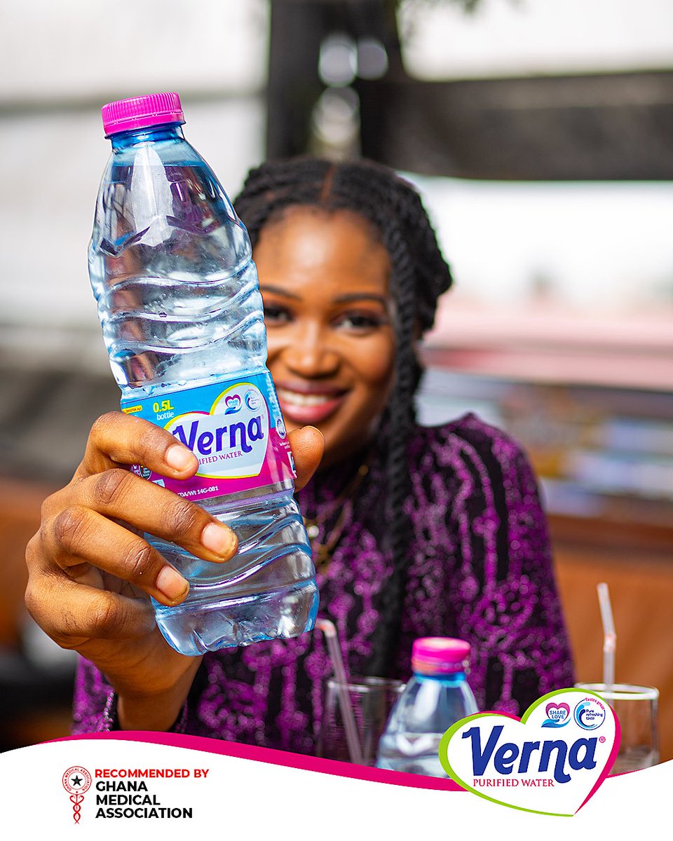 verna_water's tweet photo. Keep Hydrating With Verna 👍

Verna Mineral Water Recommended by Ghana Medical Association

#VernaPurifiedWater
#VernaSharingLove
#TwelliumGhana
#StayHydrated 
#ShareLove
#Ghana https://t.co/Z4cXvXWU1B