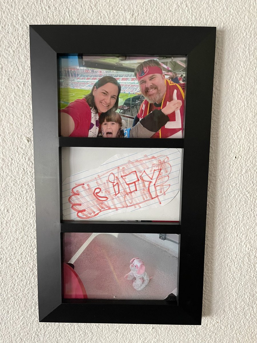 Got my Father’s Day gift from Charley hung up. She drew the <a href="/stlCITYsc/">St Louis CITY SC</a> doodle in the middle. Bottom picture is Grace’s stuffy Bruce and a rainbow that was on the ground the first time we checked out our seats at CITY Park.