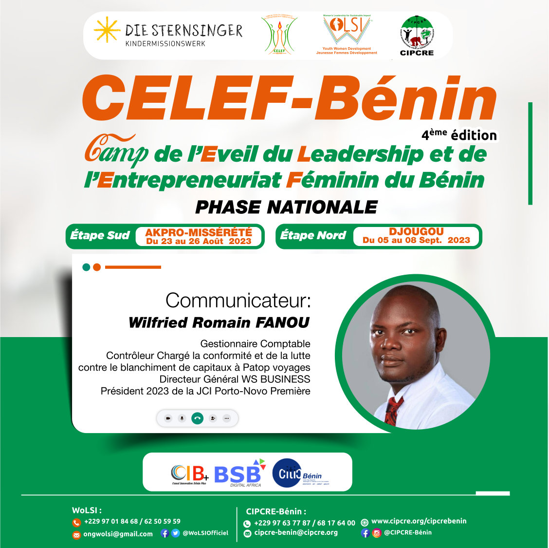 Ils/Elles vont entretenir  les CELEFistes 2023 sur des thématiques selon leur champ d'expertises.
#WoLSI #CIPCRE-Bénin #CELEF-Bénin  #Autonomisationdesjeunes #Leadership #Entrepreneuriat #DeveloppementPersonnel #Formation #MeilleursLeaders #MeilleuresSociétés #CitoyennetéActive