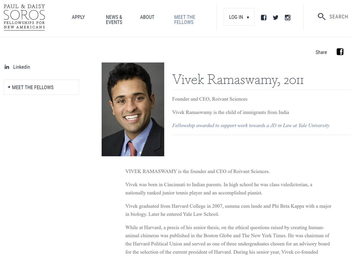 realstewpeters's tweet image. In 2021, Ramaswamy was nominated and selected as a World Economic Forum Young Global Leader.

@VivekGRamaswamy is also a “Soros Fellow” who took Soros money to help pay for law school at Yale.