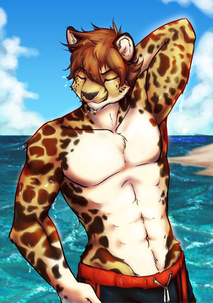 Finished comm for <a href="/AcinTheCheetah/">Acin</a>! 

I'm so happy with this piece, that's the prettiest water I've rendered 🤍🌊