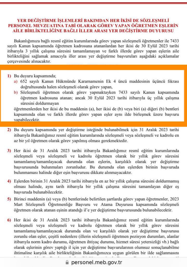 Sayın Bakanımız <a href="/Yusuf__Tekin/">Yusuf Tekin</a> ve <a href="/cftcblnt/">Bülent ÇİFTCİ</a> beye soruyoruz?
Aşağıdaki klavuzda b maddesinde iki öğretmen eş durumunu 3 yıl şartını uygulamıyorsunuz?
Aynı kanunla kadroya geçtik.
Biz iki öğretmen yapabiliyor diye seviniriz ama kadroya geçen bizlerin günahı ne?
#AileBirliğiCbSözü