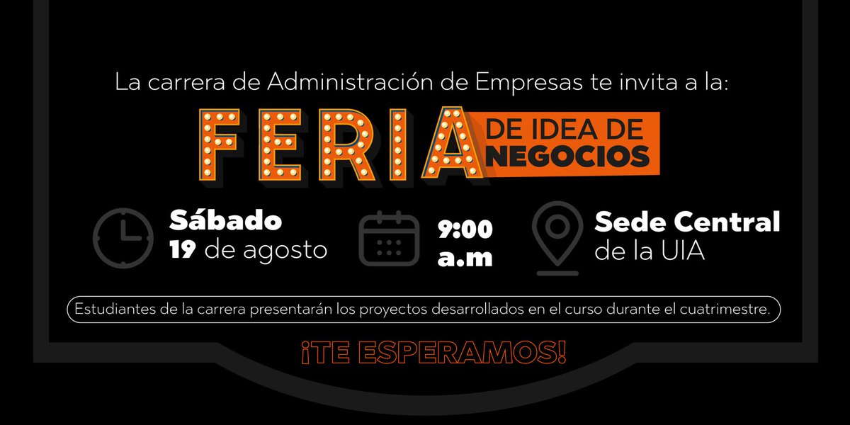 ¡Descubrí la innovación en acción! Este sábado 19 de agosto, vení a la Feria de Ideas de Negocios en la UIA. Nuestros estudiantes presentarán proyectos de sus cursos, ¡una prueba del compromiso de la Dirección de Carrera con la educación de excelencia! 
#InnovaciónUIA