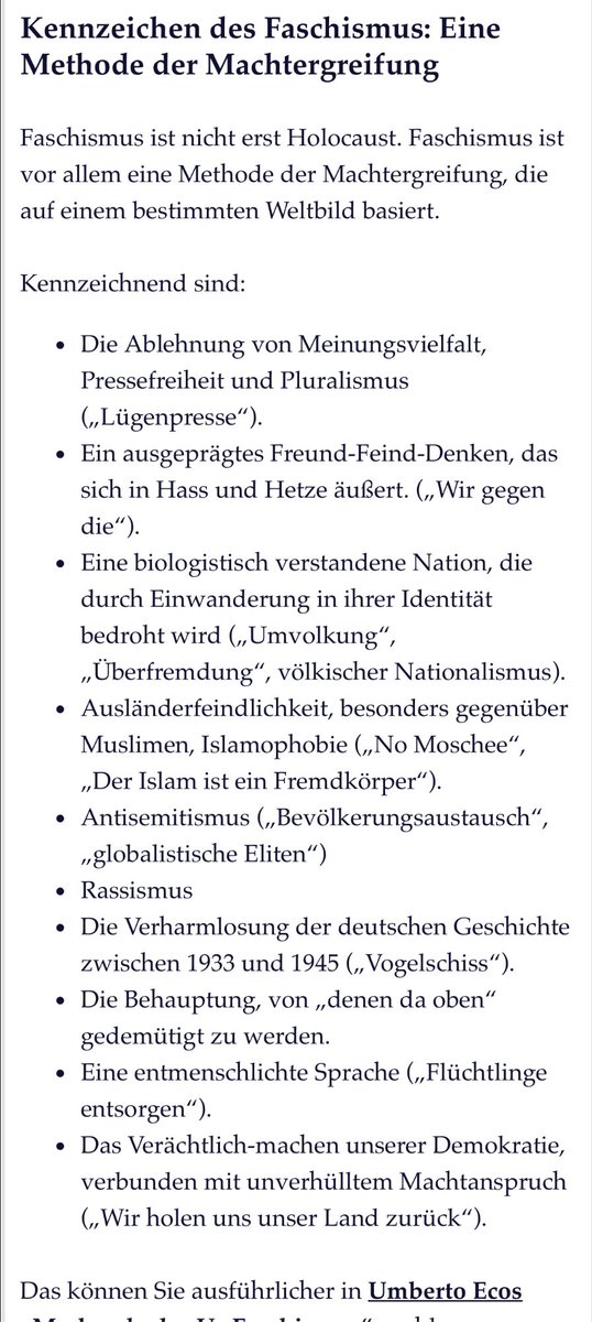 polenz_r's tweet image. Flood the Zone with shit. AfD-Fans sprechen ständig von  „linksgrünem Faschismus“. Wenn die AfD zu Recht als faschistische Partei charakterisiert wird, soll niemand mehr hinhören. Aber Faschismus fängt nicht erst mit dem Holocaust an.