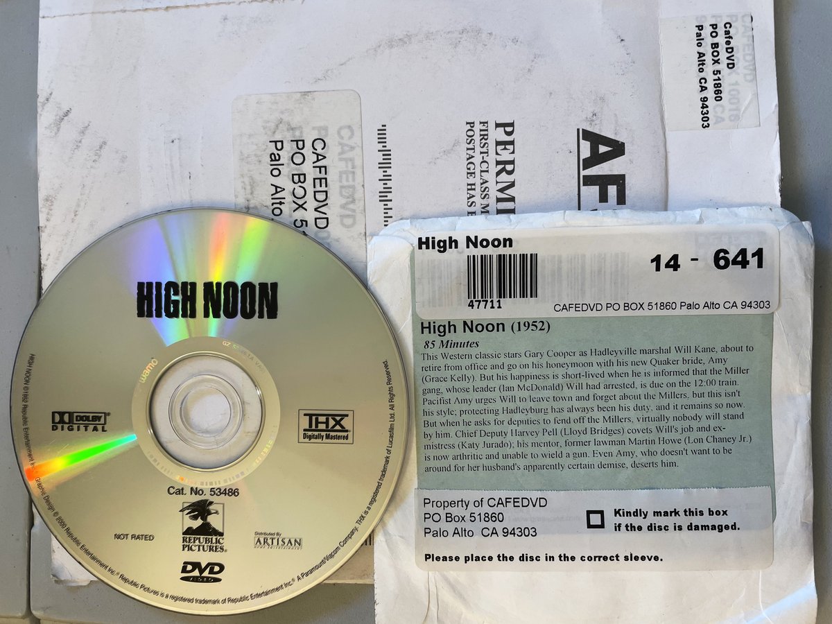 #GetThroughMyQueue 
Just watched High Noon, 
a classic of the Western genre.   Gary Cooper's with Oscar-winning performance. cafedvd.com/waitlist.php