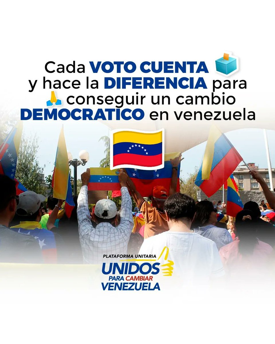 La mayoría de los venezolanos queremos un cambio, dejar atrás 24 años de desidia, corrupción y tristeza. Por eso, cada uno de nosotros cuenta y este #22Oct debemos salir a ejercer nuestro derecho al voto, demostrando que unidos podemos cambiar a nuestra Venezuela. ¡Participa y