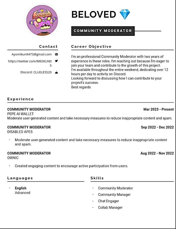 Beloved052's tweet image. 📢 Seeking a moderator position! 🙋‍♂️ Experienced in managing online communities, resolving conflicts, and ensuring a positive environment. Ready to bring my skills to your team! #ModeratorForHire #CommunityManagement 🌟🔧🌐
#moderator
#mod