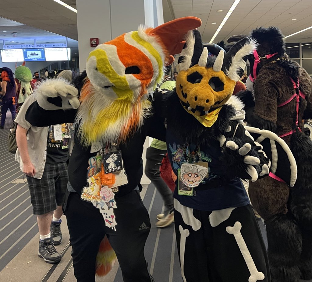 Hecc, why can’t it be spooky season already? We’ve already got the candy corn mochi raptor and pumpkin skele dutchie to celebrate it together! ;w; Hanging with <a href="/bonegrave21/">🎃 BONEGRAVE ☠️</a> was absolutely incredible, I miss them and everyone a whole lot!

✂️ <a href="/ButterscotchBi3/">BB Fursuits - COMMISSIONS CLOSED</a>
Happy #FursuitFriday!