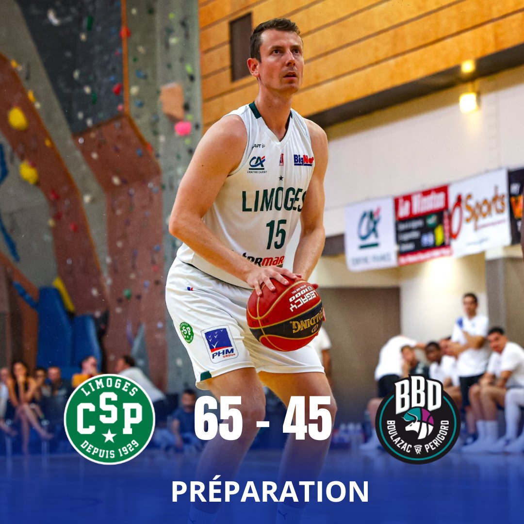 FRBasketteur's tweet image. 🇫🇷 Le Limoges s'impose face à Boulazac après seulement 3 quart-temps ! 

🔥 À cause de la chaleur de la salle de Tulle, les deux clubs ont trouvé un accord pour stopper la rencontre. 

✅ Les limougeauds remportent leur premier match de préparation 65-45 face à Boulazac.