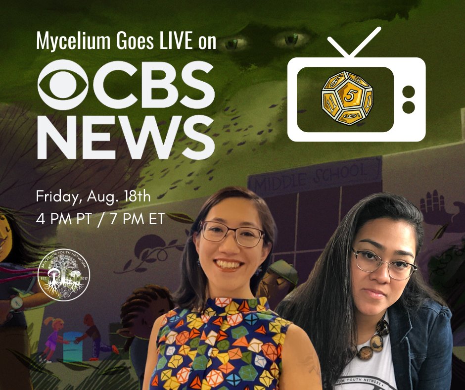 Did someone say LIVE on national TV?!

Catch Executive Director Lil Milagro Henriquez and Lead Storyteller Marcy Brown talking about the Mycelium Youth Universe on CBS News Live today at 4 pm PT / 7 pm ET! After the segment, join us on IG live for Q&amp;A!

cbsnews.com/live/