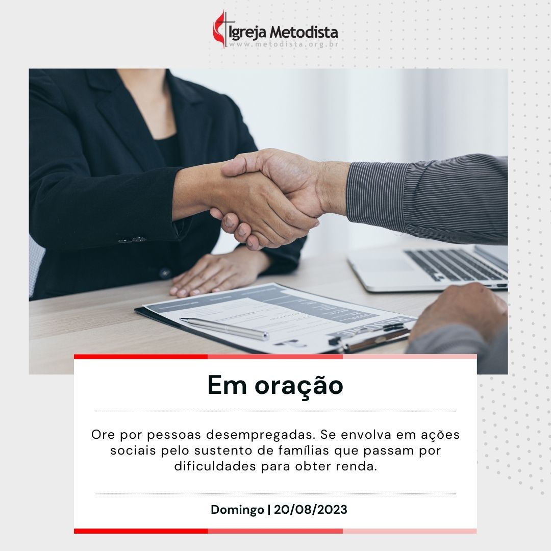 #EmOracao

Ore por pessoas desempregadas. Se envolva em ações sociais pelo sustento de famílias que passam por dificuldades para obter renda.

Acesse o nosso site e veja os pedidos de oração dessa semana.
