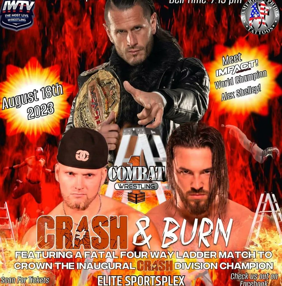 Tonight
715pm ET
LIVE on <a href="/indiewrestling/">IWTV</a>

@Combat1Official

Nate Bock vs Antonio Cristiano Zambrano
Miami Mike vs Reggie Collins
Ryan Clancy vs Tommy Vendetta
Sadiee Suicidee vs Krystal Moon
plus Jason Hotch, Alex Shelley &amp; more! 

IWTV.live