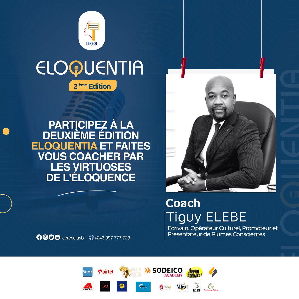 Plus qu'un concours, ELOQUENTIA est une aventure extraordinaire où les candidats ont le privilège d'assister à des séances coaching, dirigées par les virtuoses de l'art oratoire sélectionnés minutieusement par JERECO ABSL.