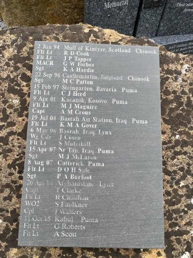 Two photos shared with us tonight by <a href="/ThePodgyOne/">Steve Blyth</a> from <a href="/RAF_Odiham/">RAF Odiham</a> of a memorial, which includes the name Michael Patton … son of Brian one of our long standing volunteers, Michael was sadly lost in a Chinook accident Sept 1996.
#LestWeForget