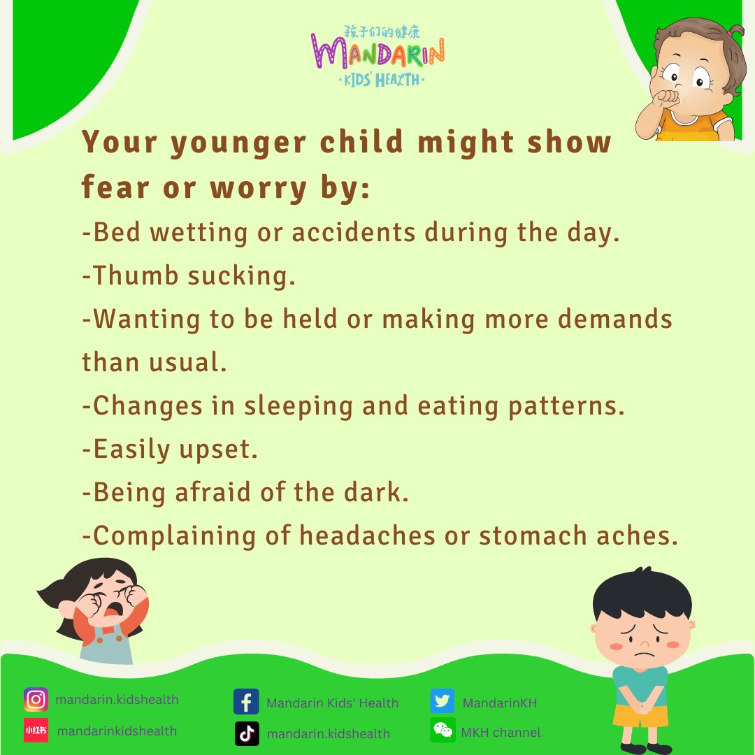 MandarinKH's tweet image. 🛑识别幼儿和青少年的不安情绪
😟Recognizing Distress Signals in younger child and teenagers

#parentingtips #caringforkids #distress #mentalhealth #kidsmentalhealth #MandarinKidsHealth #kids #health #kidshealth #evidencebased #ourkids #information #OurKidsHealth