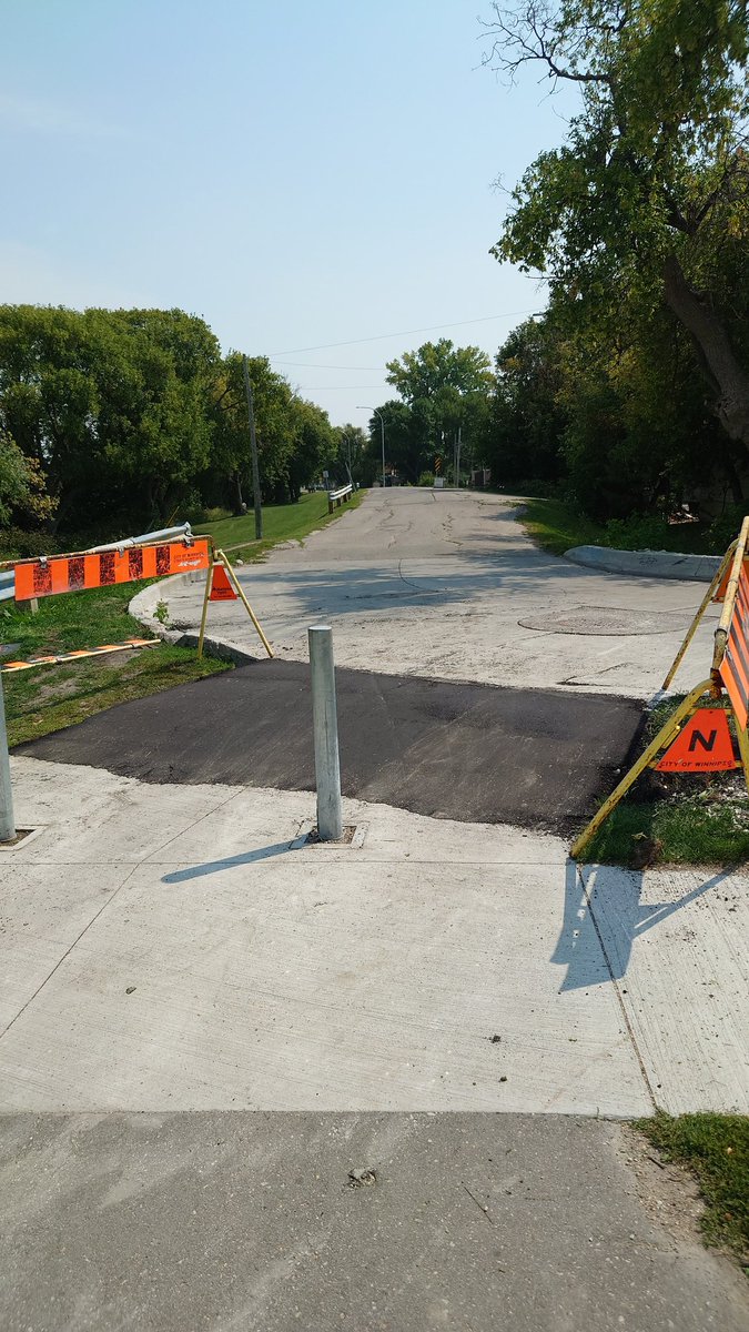 Quality repairs to entrance to Michelle jean park  <a href="/cityofwinnipeg/">City of Winnipeg</a> <a href="/BikeWinnipeg/">Bike Winnipeg</a>