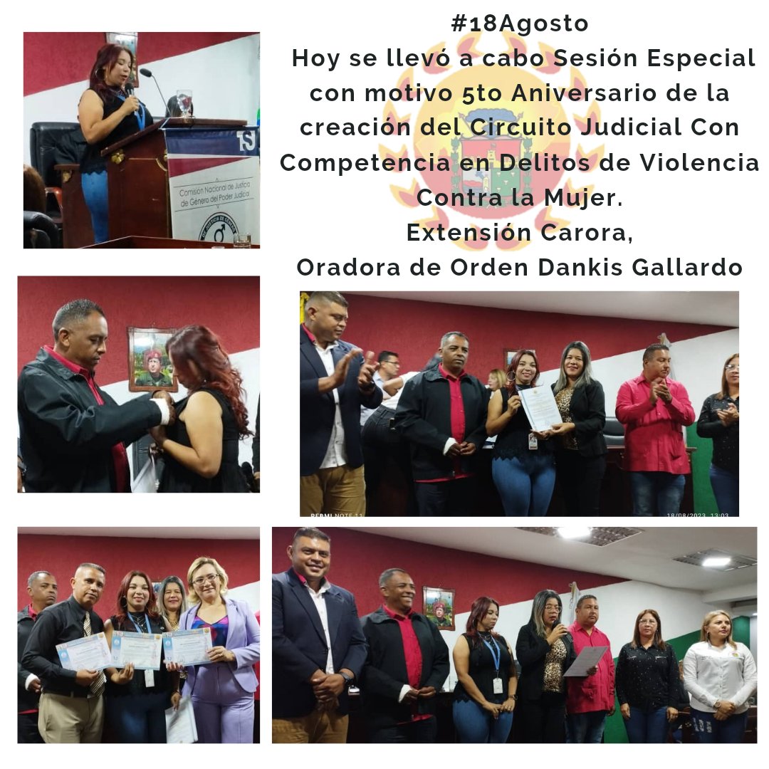 CMBTorres's tweet photo. #18Agosto
Sesión Especial con motivo del 5to Aniversario de la creación del Circuito Judicial Con Competencia en Delitos de Violencia Contra la Mujer Extensión Carora, Oradora de Orden Dankis Gallardo https://t.co/3wIslKSQIp