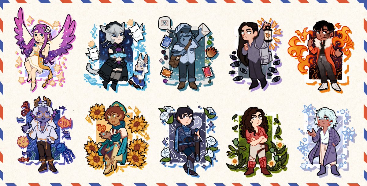 All the stamp commissions &amp; artfight attacks I've done so far! 💌