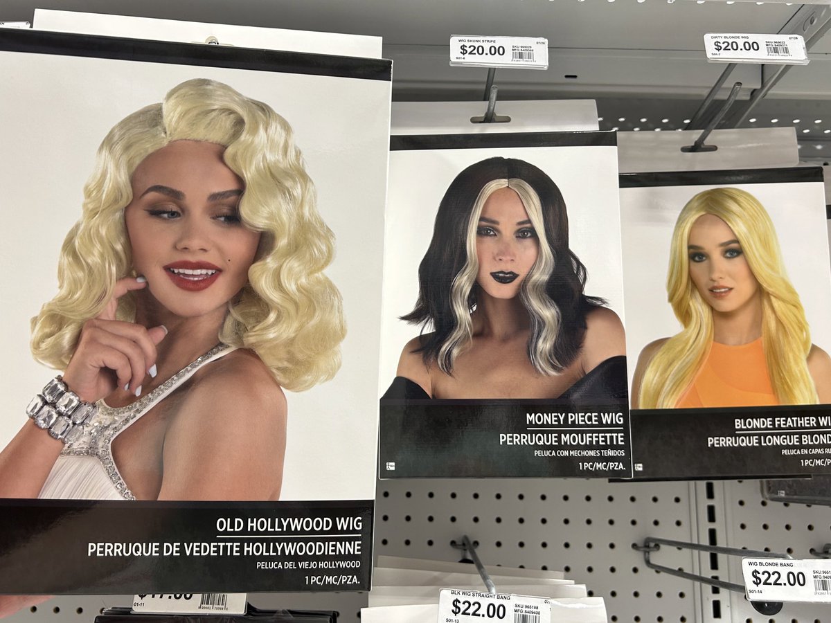 dunkindonuts420's tweet photo. not party city selling wigs for all 3 slayyyter eras https://t.co/RTRjjsY0wo