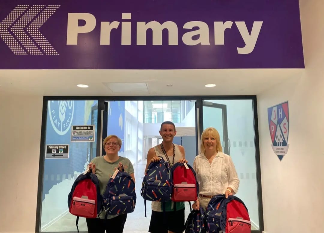 Well done to the members of New Laigh's Revive grp who organised a huge number of school bags for <a href="/OnthankSchool/">Onthank Primary School</a> &amp; James Hamilton P.S. Thanks to all in the congregation who donated &amp; volunteers in our school-bag project: an amazing start to the new school yr for so many children.