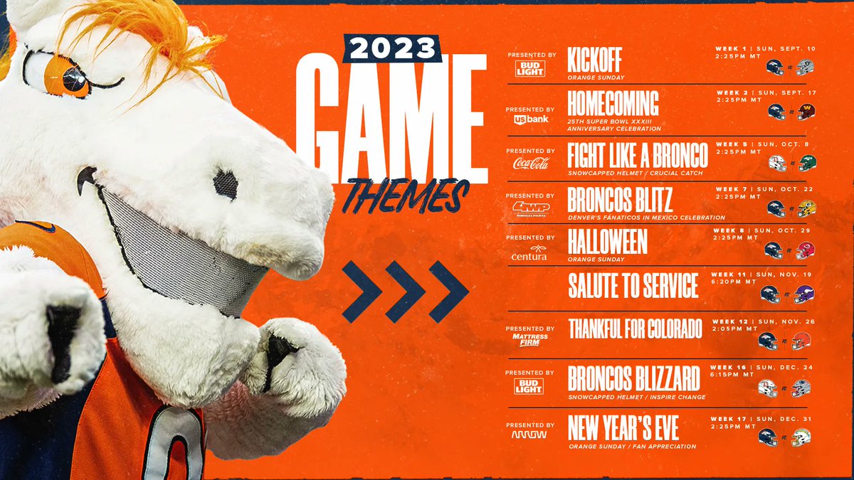 🚨 our 2023 game themes are here 🚨 See you this fall at @EmpowerField, #BroncosCountry!