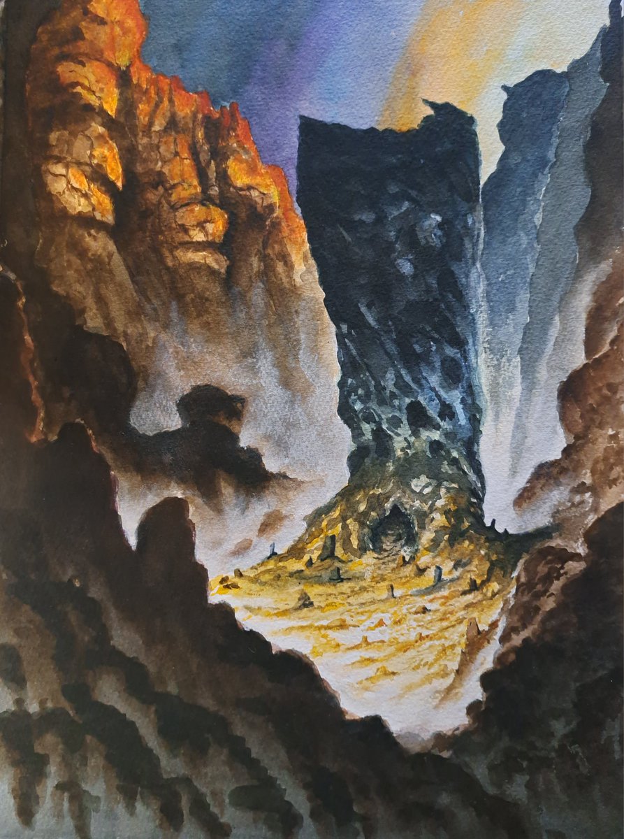 Tenaebron's tweet photo. 🎨🖌 devil mountain - watercolor https://t.co/nBVCHuSRQn