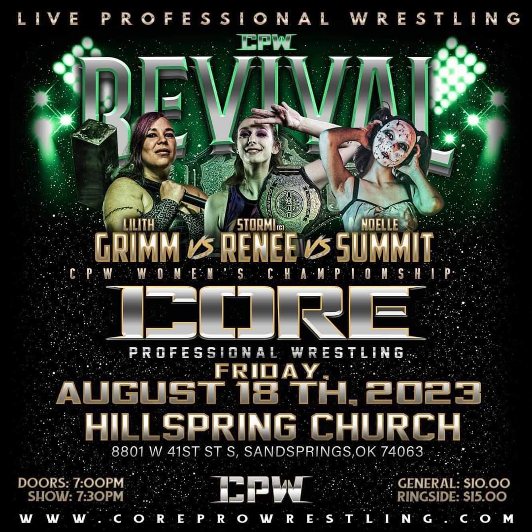 Tonight! @NoelleSummit brings the Asylum to Oklahoma for her Core Pro Wrestling debut and its for the CPW Women's Championship! What fun is she gonna unleash from the Devil's Toybox? @GrimmLilith and Stormi Renee will find out tonight! 😈🩸🔪

#noelle #theasylum #prowrestling