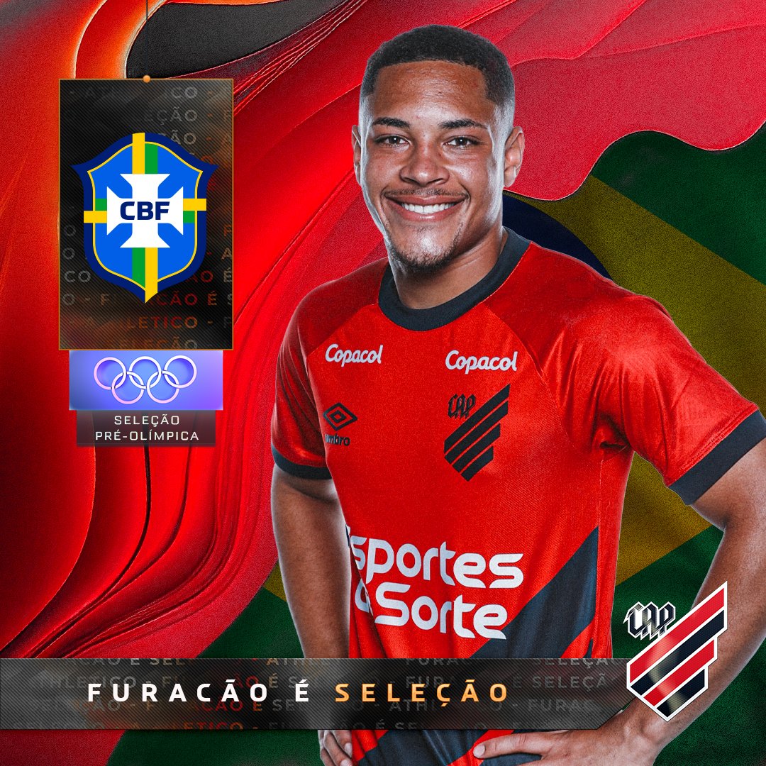 Seleção Pré-Olímpica 🇧🇷🔴⚫️ 
Vitor Roque convocado para os amistosos contra o Marrocos, nos dias 7 e 11 de setembro! 

⚡️ Parabéns, Vitor Roque! 

#Athletico #SeleçãoBrasileira