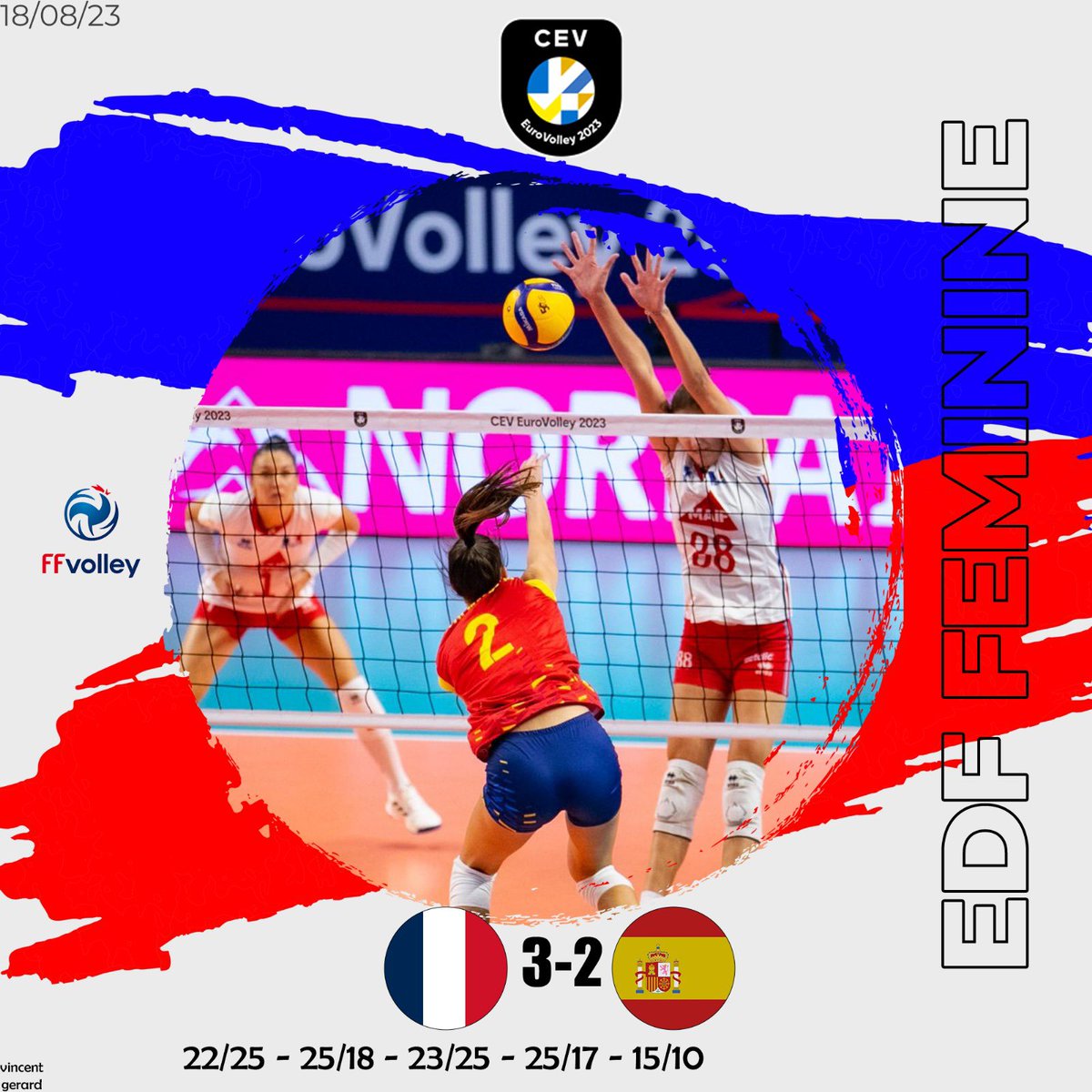 [ EDF F ] 

2nd match pour les Françaises avec une seconde victoire contre l’Espagne 🇪🇸 ✅

💙🤍❤️

Image au centre : @CEVolleyball 

#volleyball #sport #volley #ffvb #ffvolley
