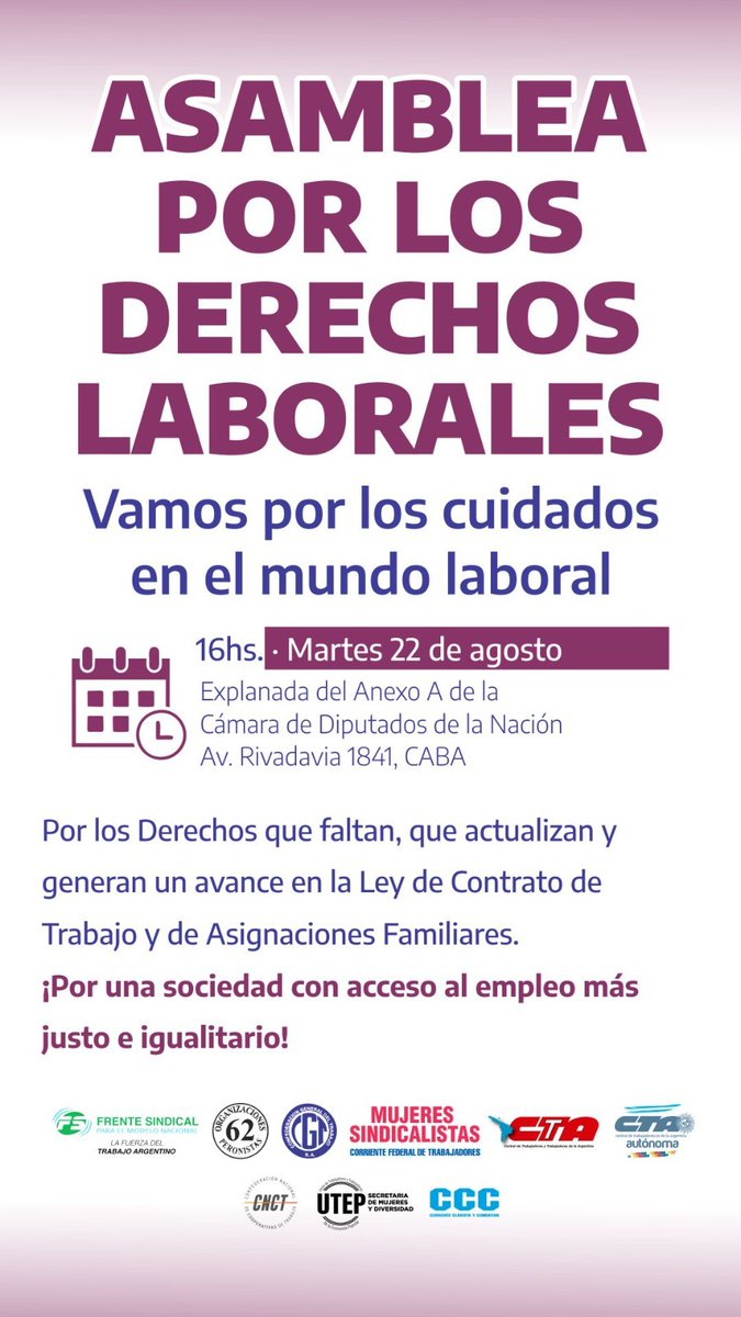 generoctabsas's tweet image. Asamblea por los derechos laborales
Vamos por los cuidados en el mundo laboral

#Trabajo #derechos #cuidados #igualdad
